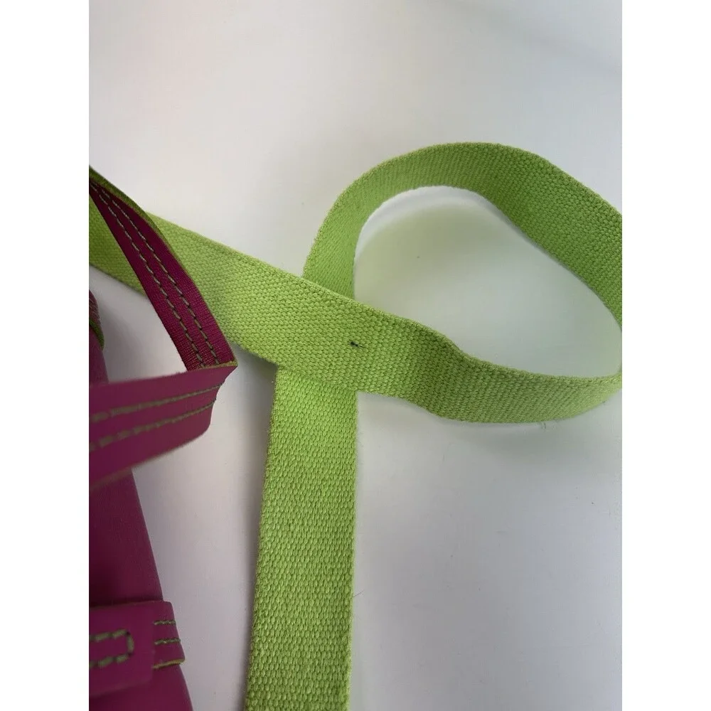 Sofia C Pink Leather‎ Satchel Purse Handbag Zip Green Crossbody Double Handles